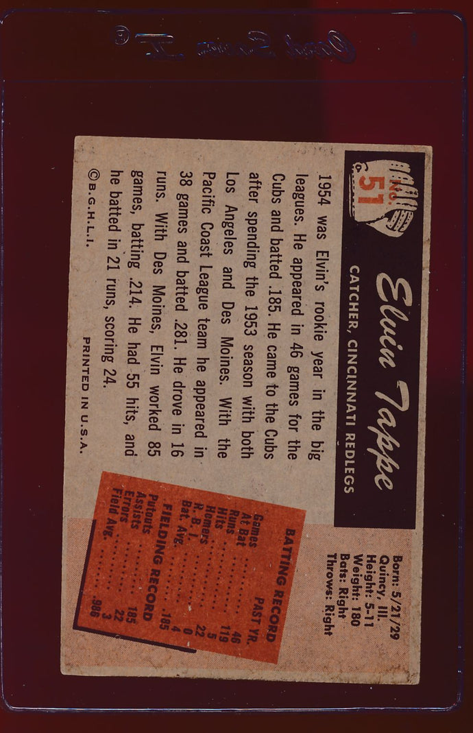 1955 Bowman  51 Elvin Tappe RC  VG-EX 12737