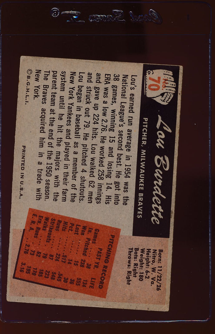 1955 Bowman  70 Lew Burdette  G 12739