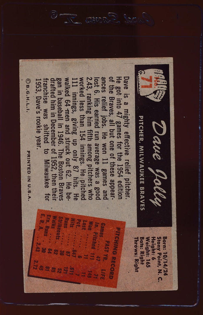 1955 Bowman  71 Dave Jolly  G 12740