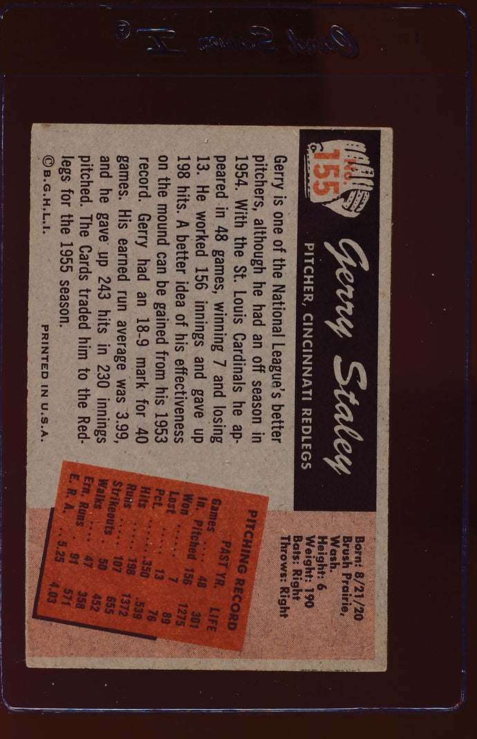1955 Bowman  155 Gerry Staley  VG-EX 12745