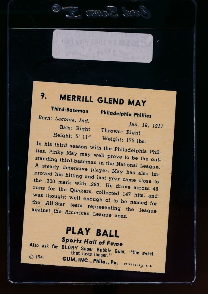 1941 Play Ball  9 Pinky May  EX 13120