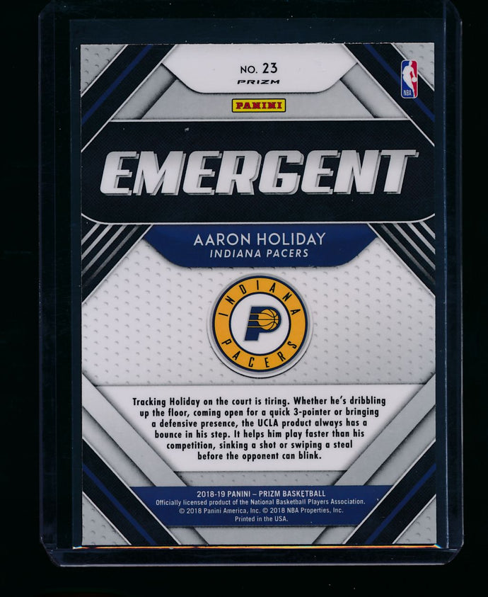 2018-19 Panini Prizm Emergent Green 23 Aaron Holiday RC NM-MT+ 13412