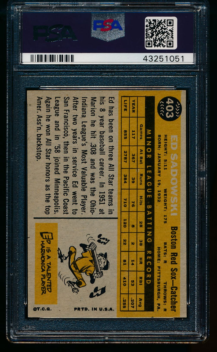 1960 Topps  403 Ed Sadowski  PSA 7 NM 13479