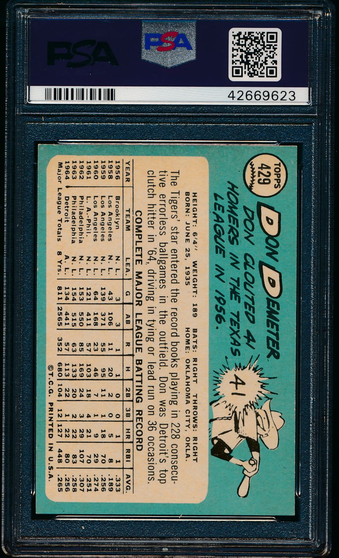 1965 Topps  429 Don Demeter  PSA 7 NM 13604
