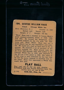 1940 Play Ball  184 Mule Haas  G/VG 13647