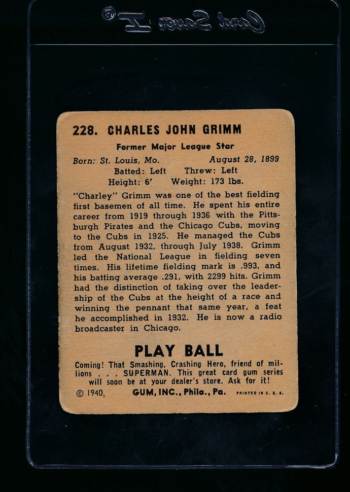 1940 Play Ball  228 Charlie Grimm  VG 13686