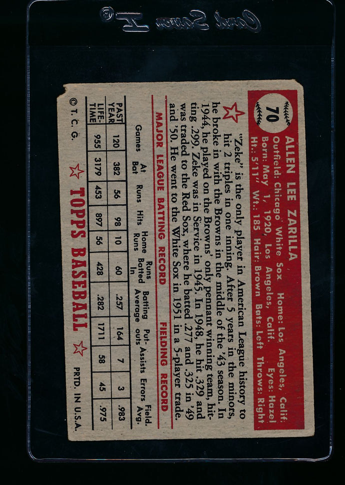 1952 Topps  70 Al Zarilla  P 13691