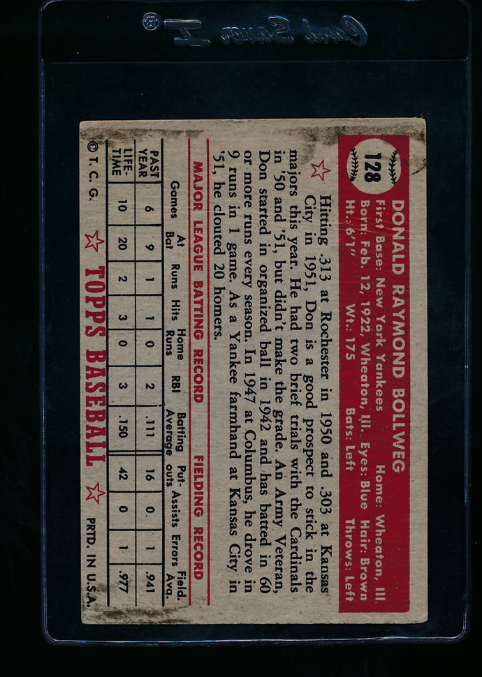 1952 Topps  128 Don Bollweg RC G 13694