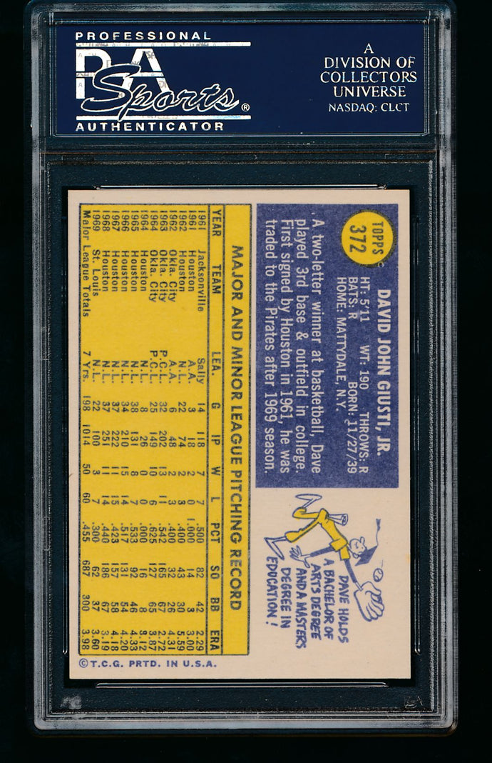 1970 Topps  372 Dave Giusti  PSA 8 NM-MT 13749