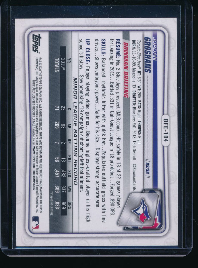 2020 Bowman 1st Edition  Jordan Groshans Gold Foil 20/50 Pack-Fresh 14671