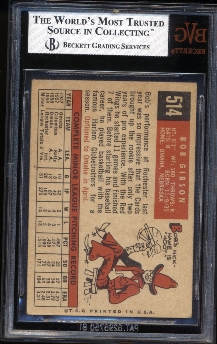 1959 Topps  514 Bob Gibson RC BVG 3.5 VG+ 14990
