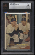Load image into Gallery viewer, 1957 Topps #407 Yankees Power Hitters/mickey Mantle/yogi Berra  Bgs 3