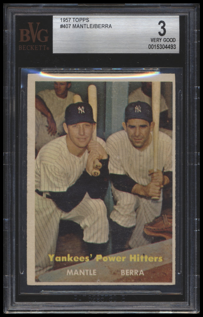 1957 Topps #407 Yankees Power Hitters/mickey Mantle/yogi Berra  Bgs 3