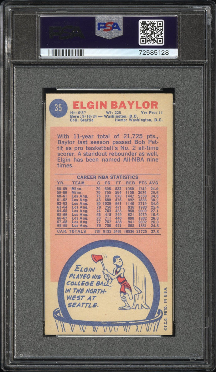 1969 Topps #35 Elgin Baylor Psa 3.5