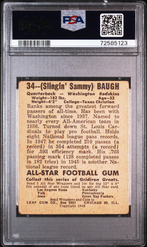 1948 Leaf  #34 Sammy Baugh  Psa 2.5
