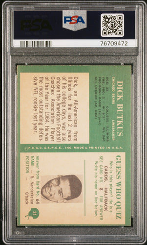 1966 Philadelphia  #31 Dick Butkus  Psa 6