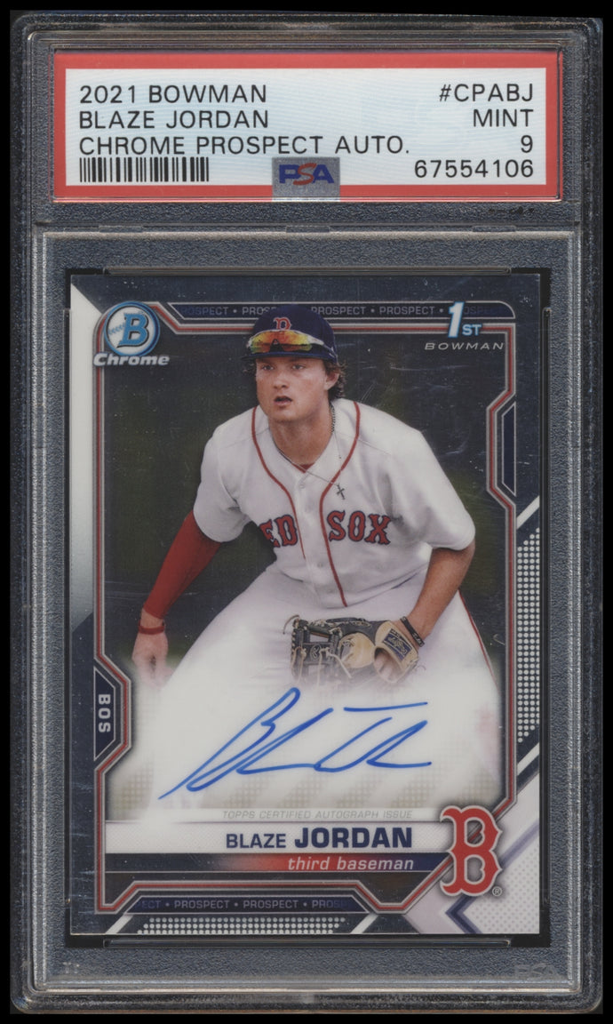 2021 Bowman Chrome Prospect Auto  #cpabj Blaze Jordan  Psa 9 Mint