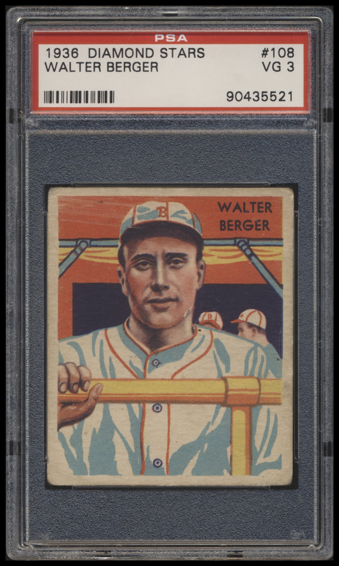 1936 Diamond Stars  #108 Walter Berger  Psa 3