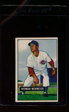Load image into Gallery viewer, Scan of 1951 Bowman 144 Herman Wehmeier  EX-MT