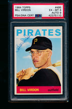 Load image into Gallery viewer, Scan of 1964 Topps 495 Bill Virdon PSA/DNA 6 EX-MT Auto 9