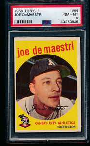 Scan of 1959 Topps 64 Joe DeMaestri PSA 8 NM-MT