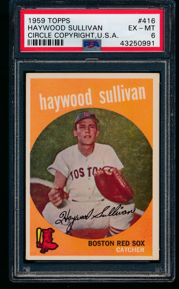 1959 Topps  416 Haywood Sullivan Circle Copyright,U.S.A. PSA 6 EX-MT 13474