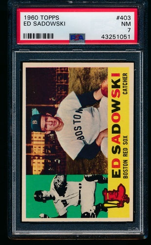 Scan of 1960 Topps 403 Ed Sadowski PSA 7 NM