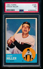 Load image into Gallery viewer, Scan of 1963 Topps 185 Chuck Hiller PSA 7 NM