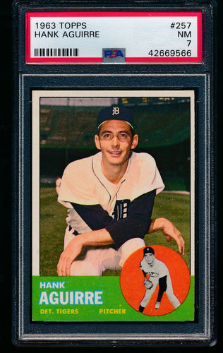 Scan of 1963 Topps 257 Hank Aguirre PSA 7 NM