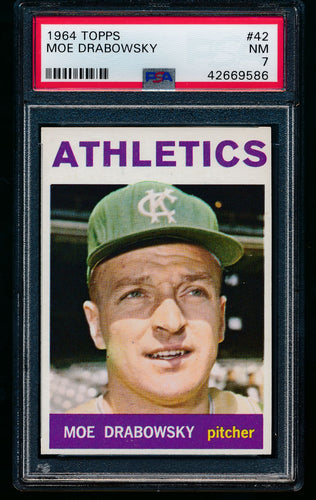 Scan of 1964 Topps 42 Moe Drabowsky PSA 7 NM