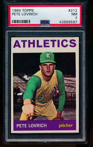 Scan of 1964 Topps 212 Pete Lovrich PSA 7 NM