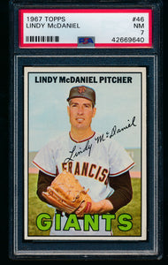 Scan of 1967 Topps 46 Lindy McDaniel PSA 7 NM