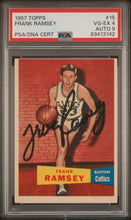 Load image into Gallery viewer, 1957 topps #15 frank ramsey psa 4 auto 9 psa/dna rc
