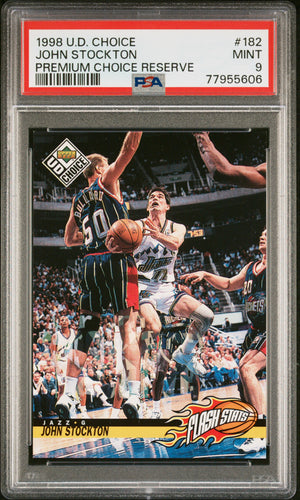 1998-99 Ud Choice  Prime Reserve /100 John Stockton #182 Psa 9