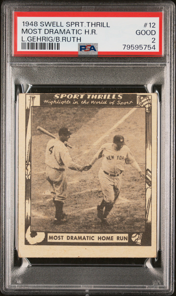 1948 Swell Sports Thrills  #12 Lou Gehrig/babe Ruth Most Dramatic H.r.  Psa 2