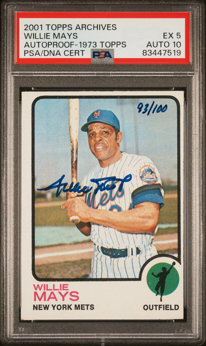 2001 topps archives autoproof willie mays psa 5/10 psa/dna auto