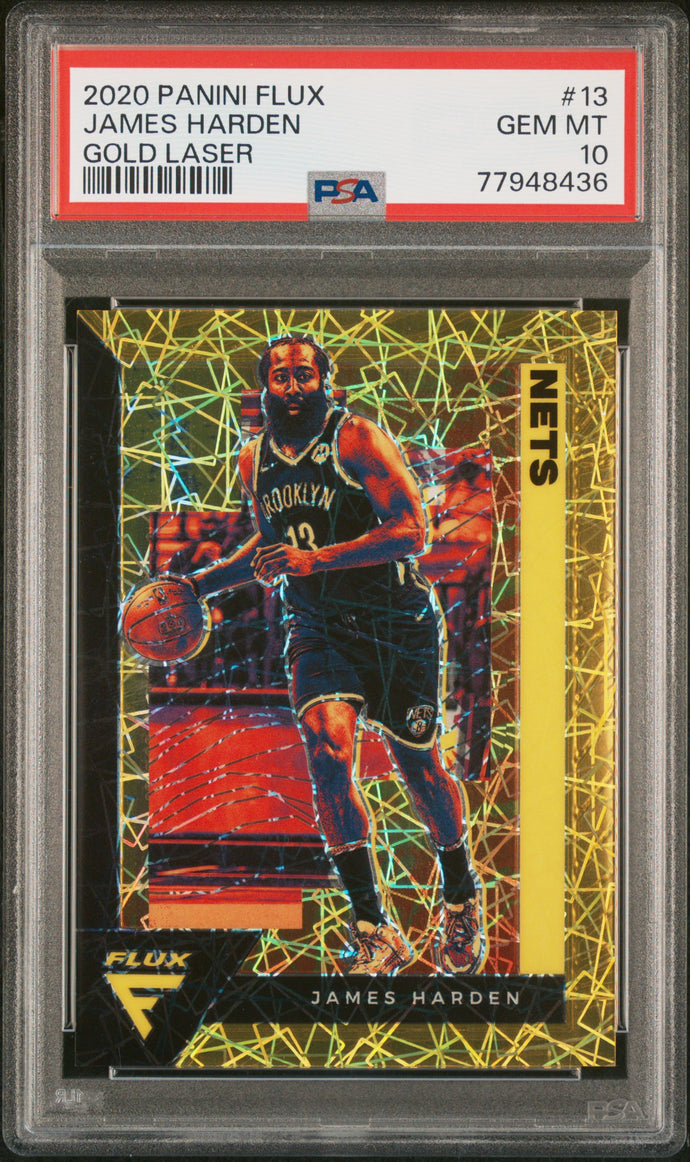 2020-21 Panini Flux Gold Laser /10  James Harden #13 Psa 10